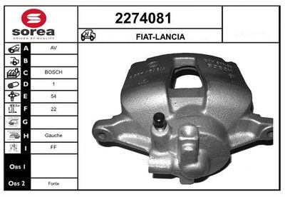 EAI 2274081 Тормозной суппорт  для FIAT IDEA (Фиат Идеа)