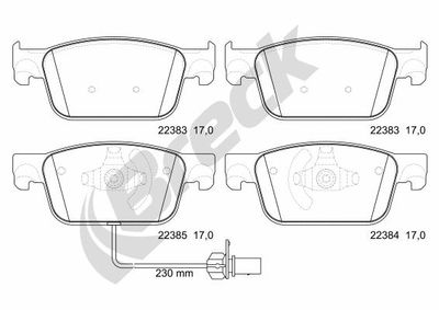 Bromsbeläggssats, skivbroms BRECK 22383 00 551 00