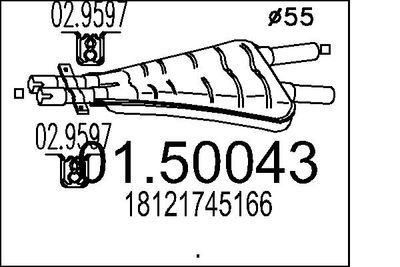 Средний глушитель выхлопных газов MTS 01.50043 для BMW 7