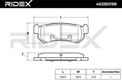 комплект спирачно феродо, дискови спирачки RIDEX 402B0198