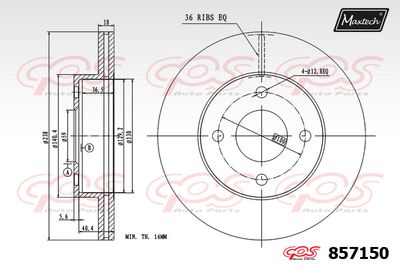 MAXTECH 857150 Тормозные диски  для NISSAN MICRA II (K11) 1.0 i 16V