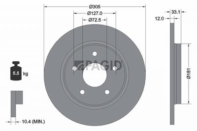 Tarcza hamulcowa PAGID 54810NC