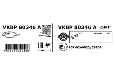 Brake Pad Set, disc brake VKBP 80346 A