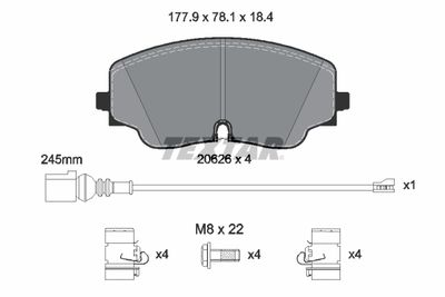Комплект тормозных колодок, дисковый тормоз TEXTAR 2062601 для VW TIGUAN