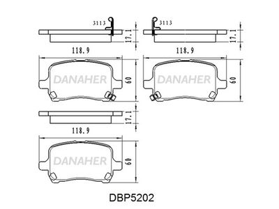 Комплект тормозных колодок, дисковый тормоз DANAHER DBP5202 для CHEVROLET HHR