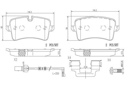 Sada brzdových destiček, kotoučová brzda BREMBO P85119N