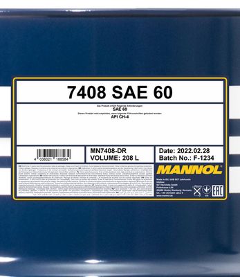 Motorolja MANNOL 7408 SAE 60 208 liter MN7408-DR