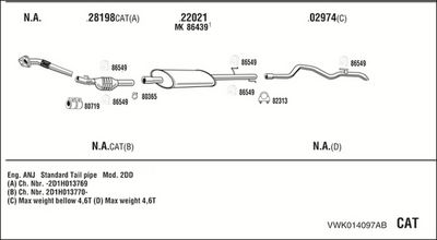 SISTEM DE ESAPAMENT WALKER VWK014097AB