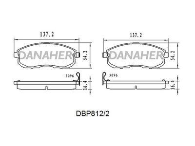 DANAHER DBP812/2 Тормозные колодки и сигнализаторы для NISSAN MAXIMA / MAXIMA QX IV (A32) 2.0