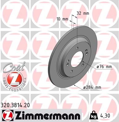 Тормозной диск ZIMMERMANN 320.3814.20 для KIA XCEED