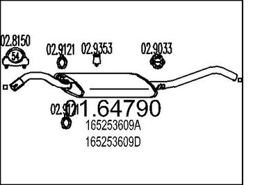 Глушитель выхлопных газов конечный MTS 01.64790 для VW JETTA