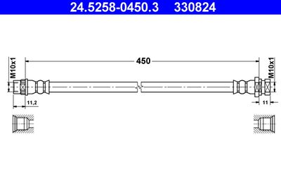 Тормозной шланг ATE 24.5258-0450.3 для OPEL MOVANO