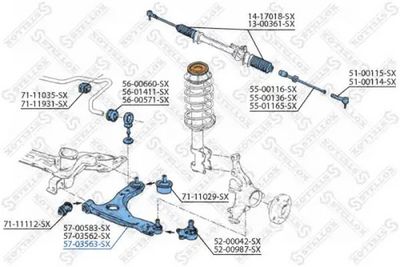 носач, окачване на колелата STELLOX 57-03563-SX