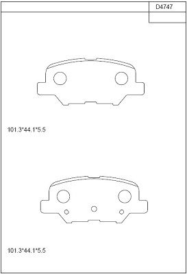 Комплект тормозных колодок, дисковый тормоз ASIMCO KD4747 для MITSUBISHI ASX