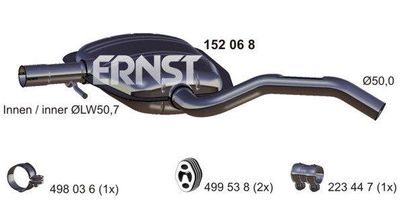 Средний глушитель выхлопных газов ERNST 152068 для VW VENTO