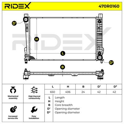 радиатор, охлаждане на двигателя RIDEX