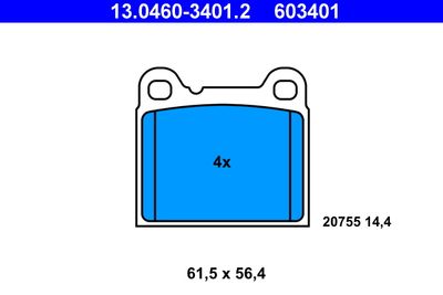 Комплект тормозных колодок, дисковый тормоз ATE 13.0460-3401.2 для VOLVO 940