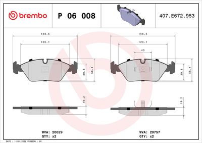 BREMBO Remblokkenset, schijfrem PRIME LINE (P 06 008)