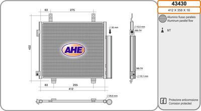 AHE 43430 Радиатор кондиционера  для NISSAN PIXO (Ниссан Пиxо)