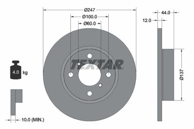 Тормозной диск TEXTAR 92110803 для SUZUKI WAGON