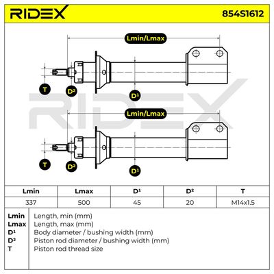 амортисьор RIDEX 854S1612