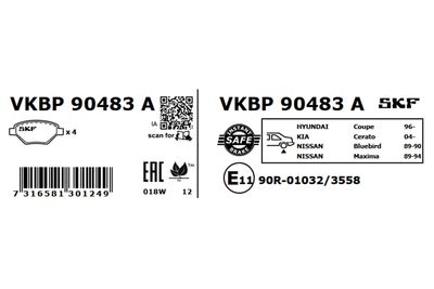 Комплект тормозных колодок, дисковый тормоз VKBP 90483 A
