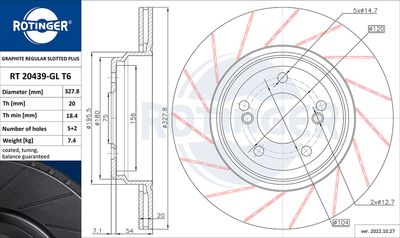 спирачен диск ROTINGER RT 20439-GL T6