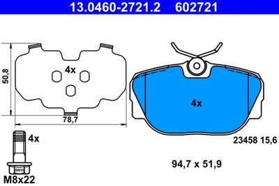 Комплект тормозных колодок, дисковый тормоз ATE 13.0460-2721.2 для LAND ROVER DISCOVERY