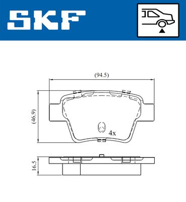 Комплект тормозных колодок, дисковый тормоз SKF VKBP 90172 для PEUGEOT 408