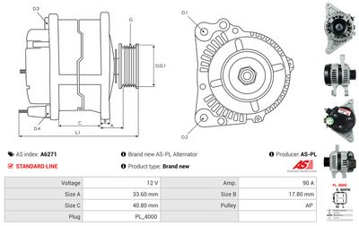 GENERATOR / ALTERNATOR AS-PL A6271 4