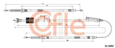 Тросик, cтояночный тормоз COFLE 92.11.5842 для VAUXHALL ZAFIRA