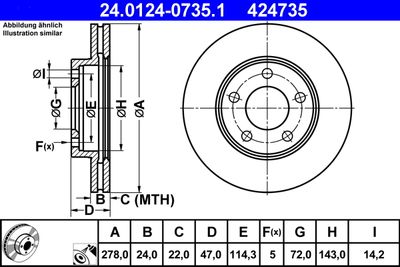 Тормозной диск ATE 24.0124-0735.1 для MAZDA TRIBUTE