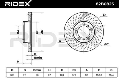 спирачен диск RIDEX 82B0825