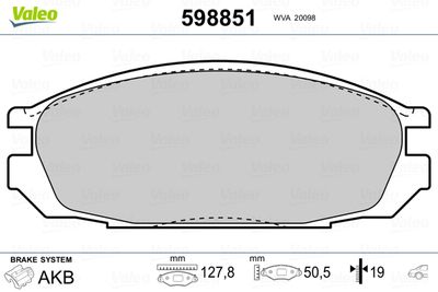 Комплект тормозных колодок, дисковый тормоз VALEO 598851 для NISSAN PATROL