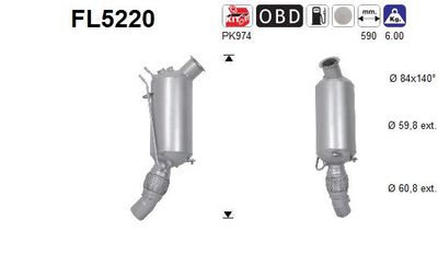 Filtr sadzy / filtr cząstek stałych, układ wydechowy AS FL5220