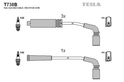 комплект запалителеи кабели TESLA T738B