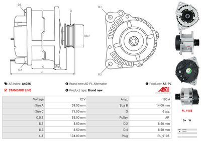 GENERATOR / ALTERNATOR AS-PL A4026 4