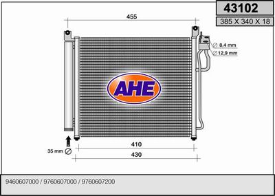 Конденсатор, кондиционер AHE 43102 для KIA PICANTO