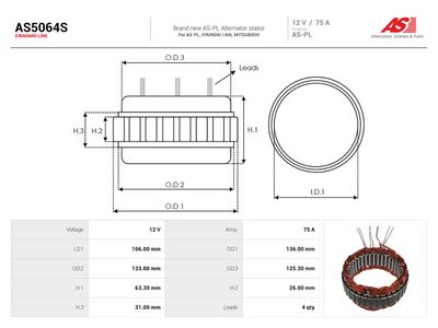 Stator, generátor AS-PL AS5064S