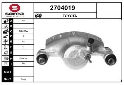 EAI 2704019 Тормозной суппорт  для TOYOTA TERCEL (Тойота Теркел)