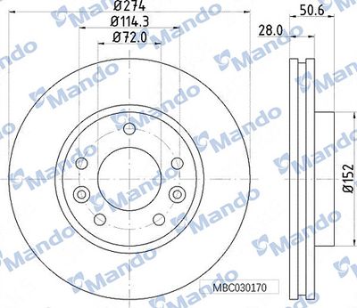 MANDO MBC030170 Тормозные диски  для KIA CARNIVAL II (GQ) 2.5 V6