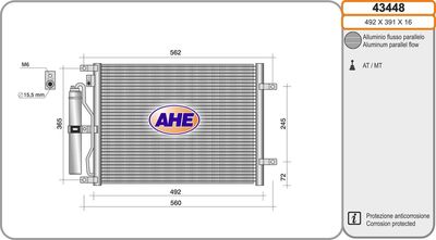 Конденсатор, кондиционер AHE 43448 для NISSAN NOTE
