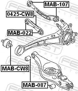 Mounting, control/trailing arm MAB-022