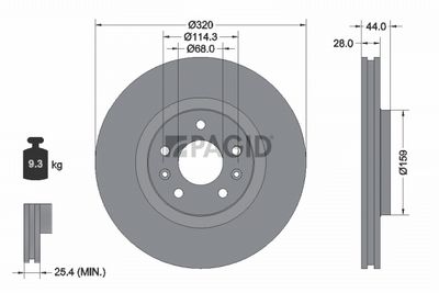 Tarcza hamulcowa PAGID 54954NC