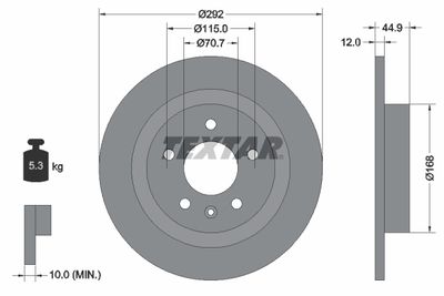 Тормозной диск TEXTAR 92205703 для CHEVROLET ORLANDO