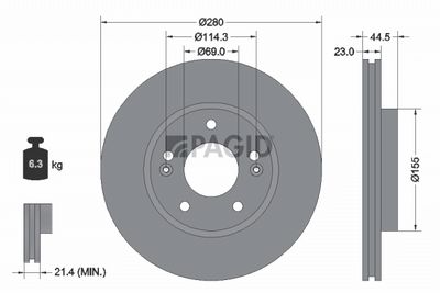Tarcza hamulcowa PAGID 55431NC