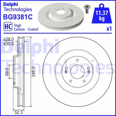 DELPHI BG9381C Тормозные диски  для HYUNDAI i30 FASTBACK (PDE, PDEN) 2.0 N