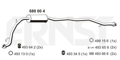 Средний глушитель выхлопных газов ERNST 680004 для HONDA JAZZ