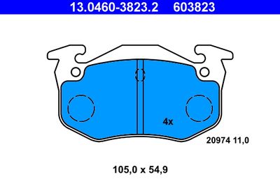 Комплект тормозных колодок, дисковый тормоз ATE 13.0460-3823.2 для PEUGEOT 306