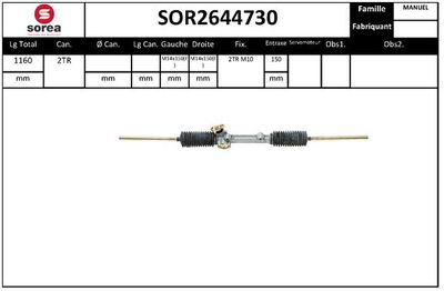 Рулевой механизм EAI SOR2644730 для PEUGEOT 305